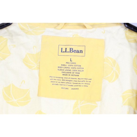 LL Bean Yellow Cotton Double Breasted Peacoat Spring Jacket Size L - Picture 5 of 9